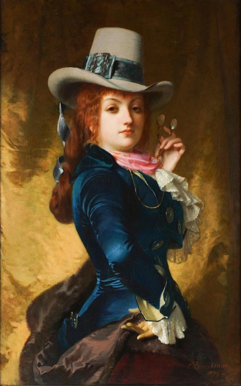 Charles Edouard Boutibonne - Ritratto di signora con cappello